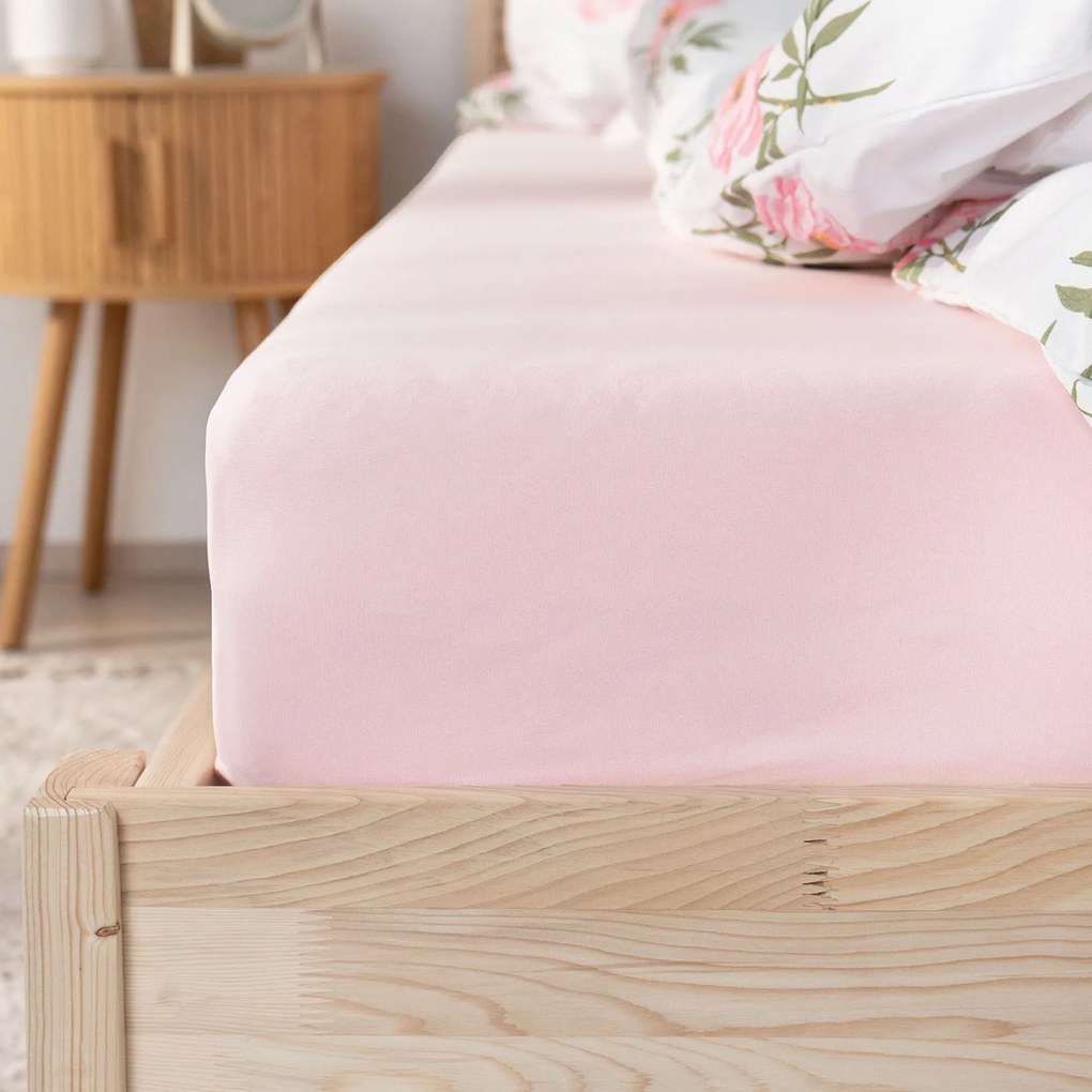 Goldea jersey elastická plachta - pastelovo ružová 200 x 220 cm