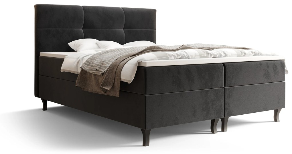 Manželská posteľ Boxspring 160 cm Lumba (čierna) (s matracom a úložným priestorom). Akcia -20%. Vlastná spoľahlivá doprava až k Vám domov. 1046677
