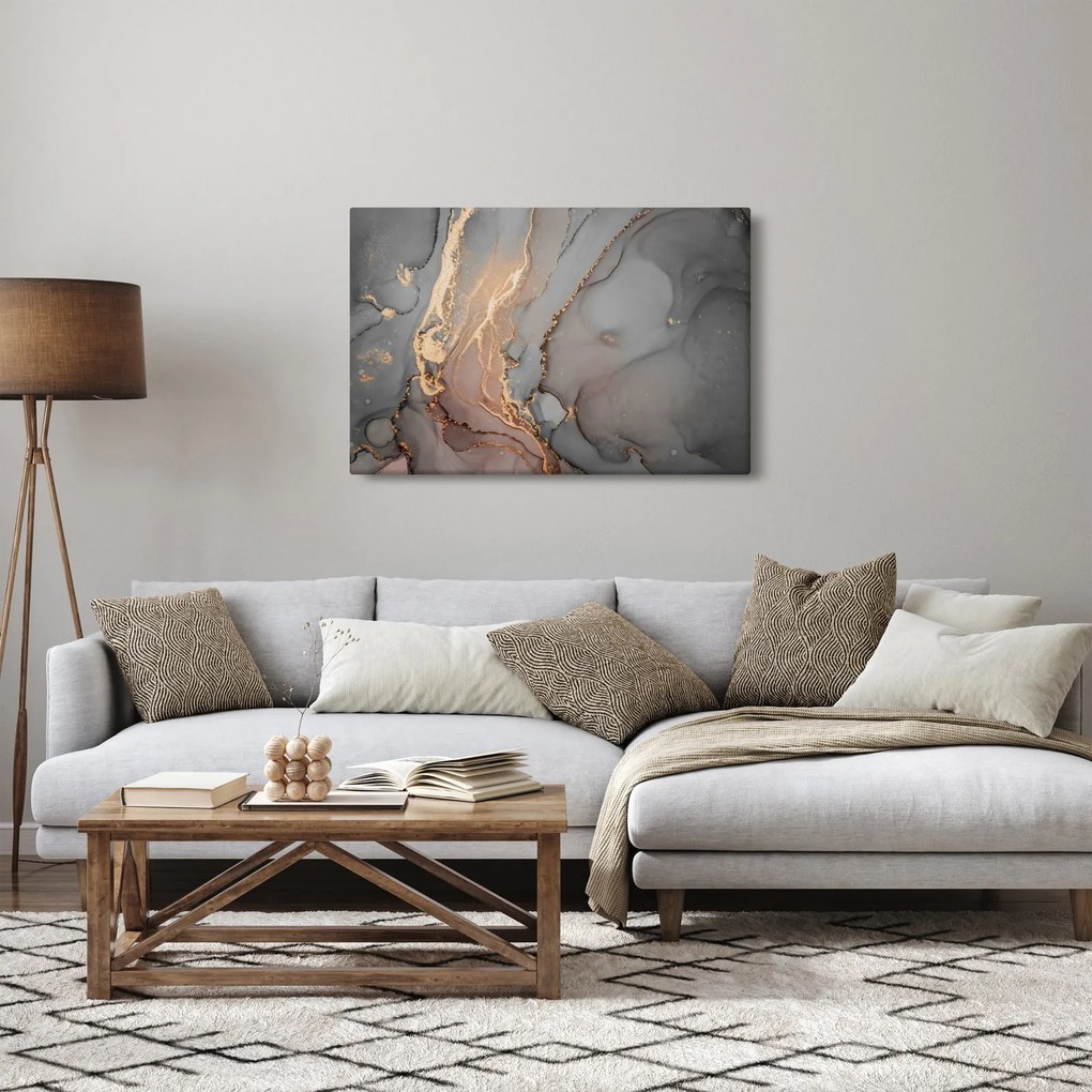 Obrázok - Šedo-zlatý mramor (90x60 cm)