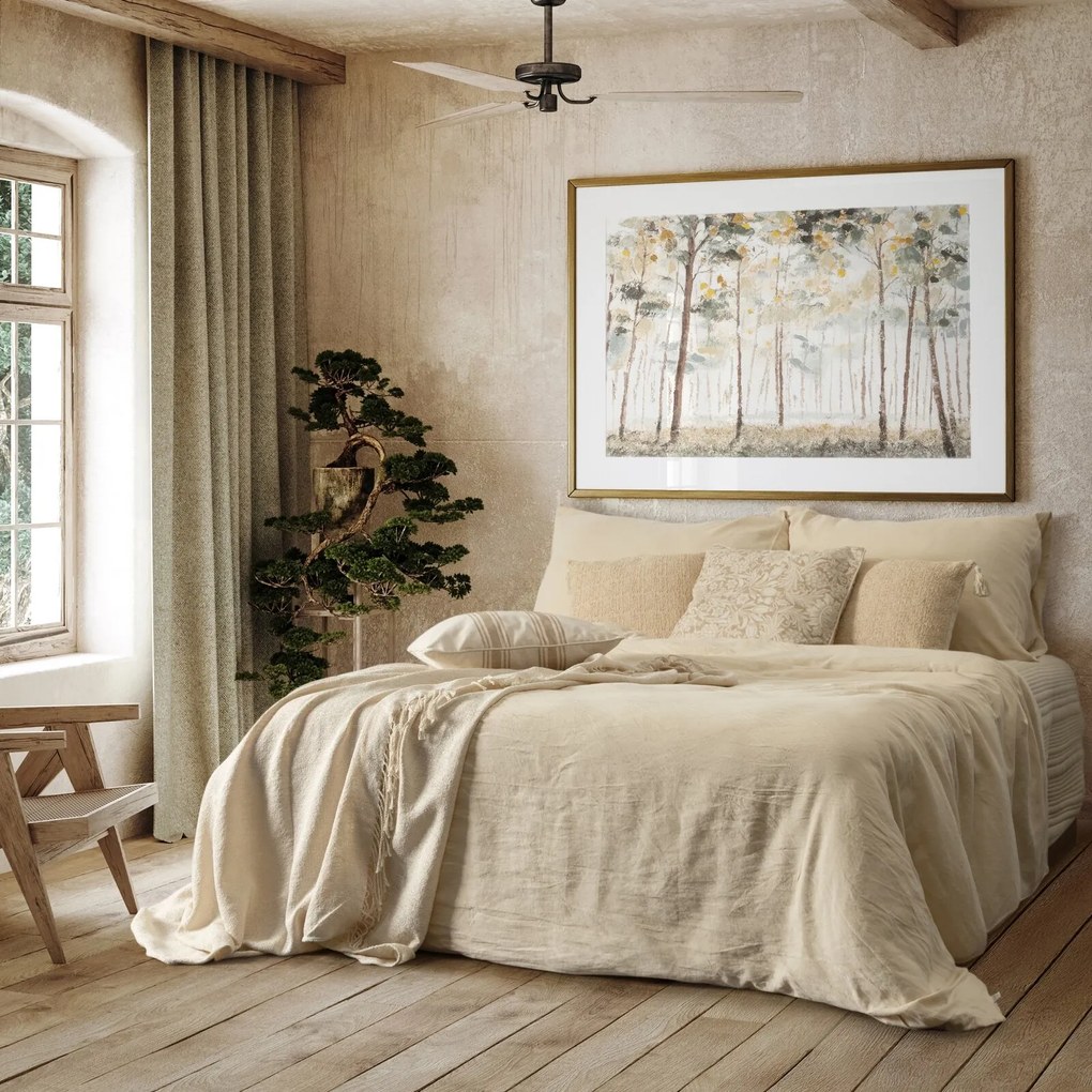 ĽANOVÉ OBLIEČKY LINEN 160X200 CM, 2 KS 70X80 CM KRÉMOVÉ