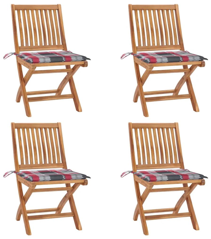 Skladacie záhradné stoličky s podložkami 4 ks tíkový masív 3072820
