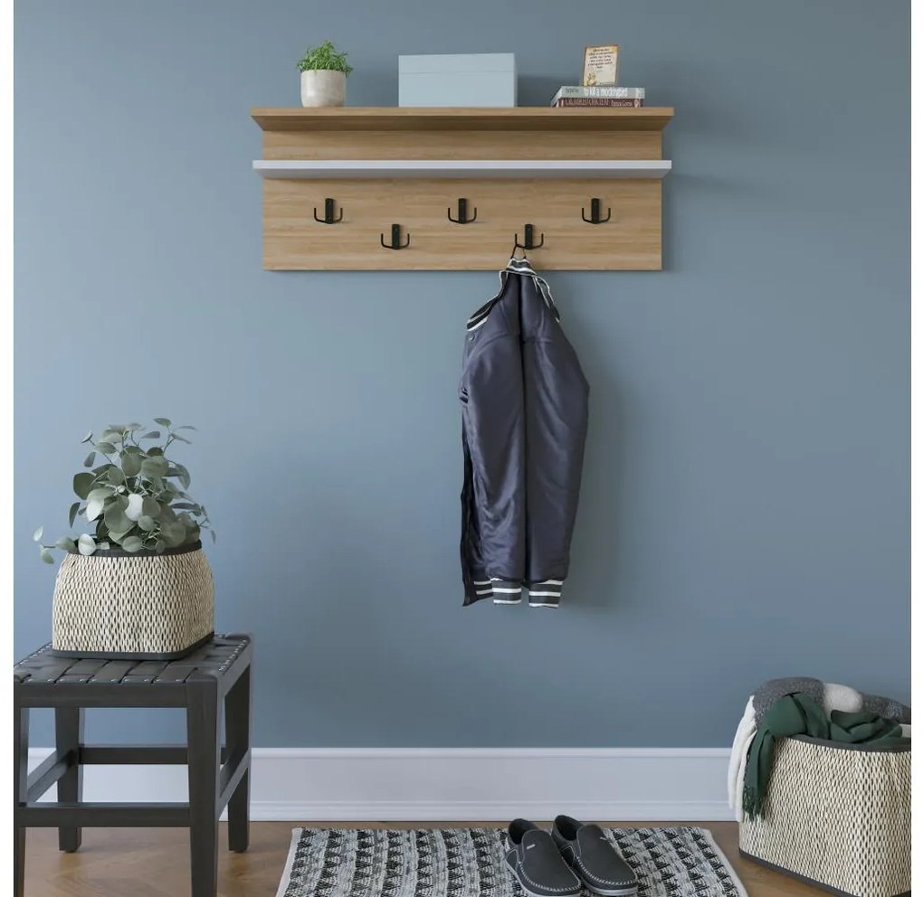 Nástenný vešiak ROLKER 90x31,4 cm hnedá