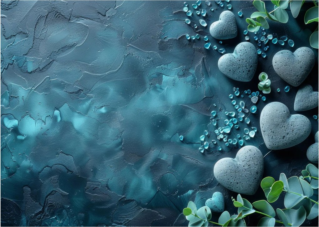 Sklenený obraz - Kamene tvaru srdca (70x50 cm)
