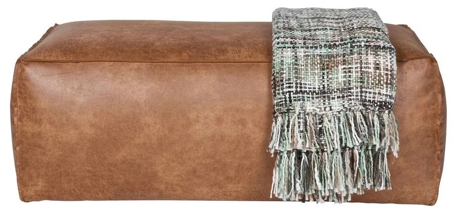 Koňakovohnedá podnožka z imitácie kože Rodeo – WOOOD