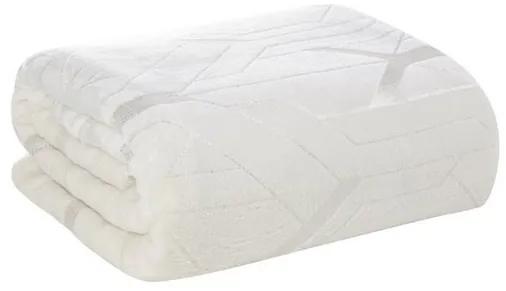 Smotanovo biele hebká deka so striebornou geometrickou potlačou 150 x 200 cm