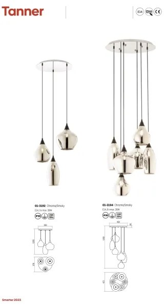 Redo 01-3194 - Luster na lanku TANNER 6xE14/28W/230V pr. 47,2 cm