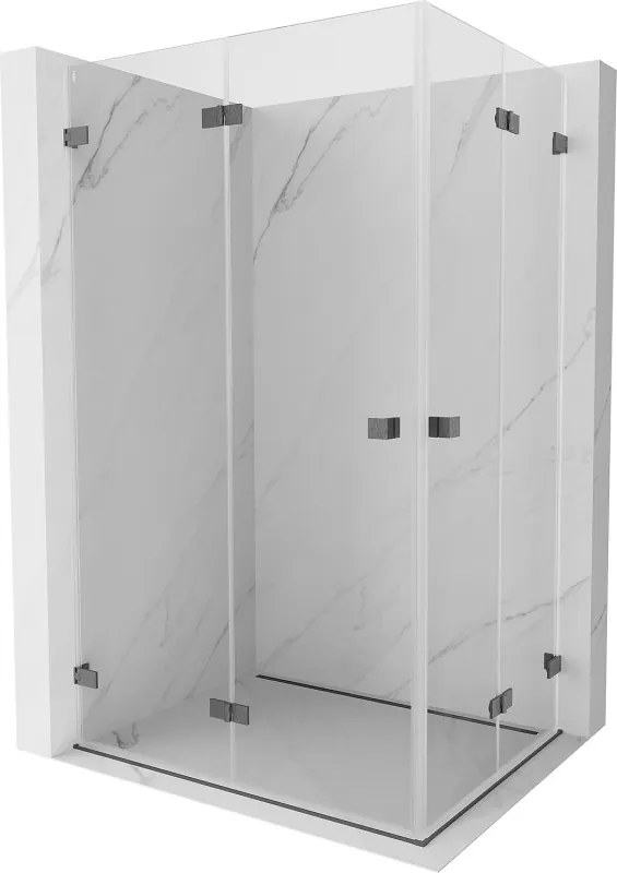 Mexen Lunar-F Duo, sklápací sprchový kút 85 x 75 cm, 8mm číre sklo, profil grafit brúsený, 836-085L-075P-66-00