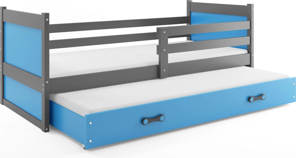 Posteľ s prístelkou RICO 2 200x90 Grafitová - Modrá