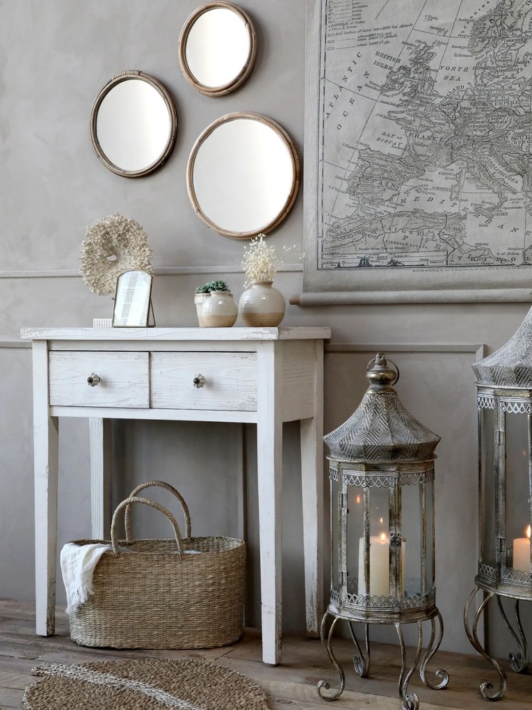 Hnedé antik okrúhle nástenné zrkadlo s bambusovým rámom Bamboo - Ø 24*2 cm