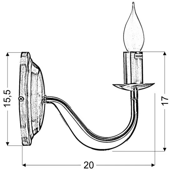 Candellux MUZA Nástenné svietidlo 1X40W E14 Patina 21-69149