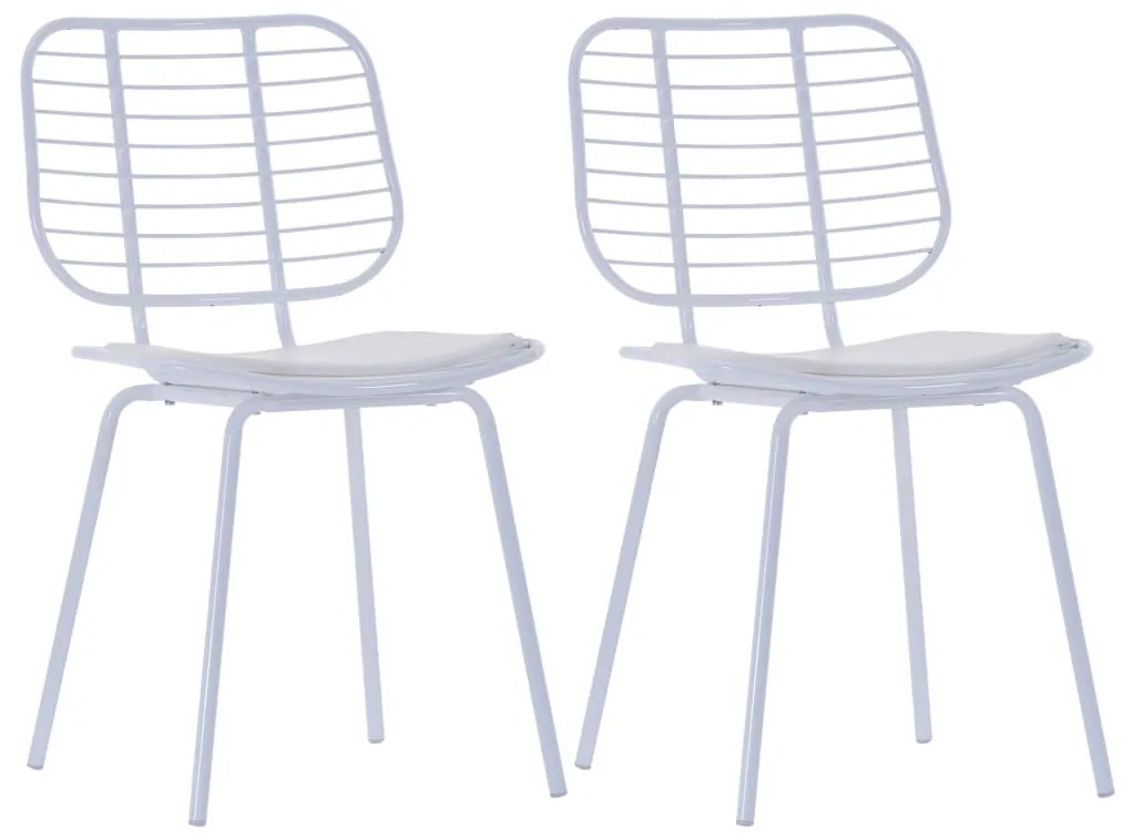 vidaXL Jedálenské stoličky so sedadlami z umelej kože 2 ks biele oceľové