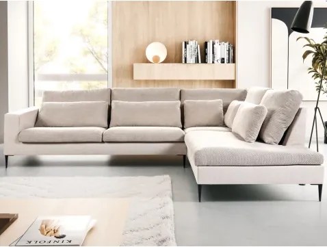 Rohová sedačka Romeo, béžová štruktúrovaná látka, pravý roh%