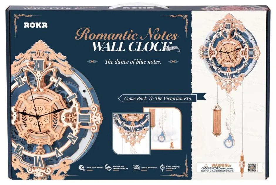 Robotime Rokr 3D dřevěné puzzle Romantické nástěnné hodiny 231 ks