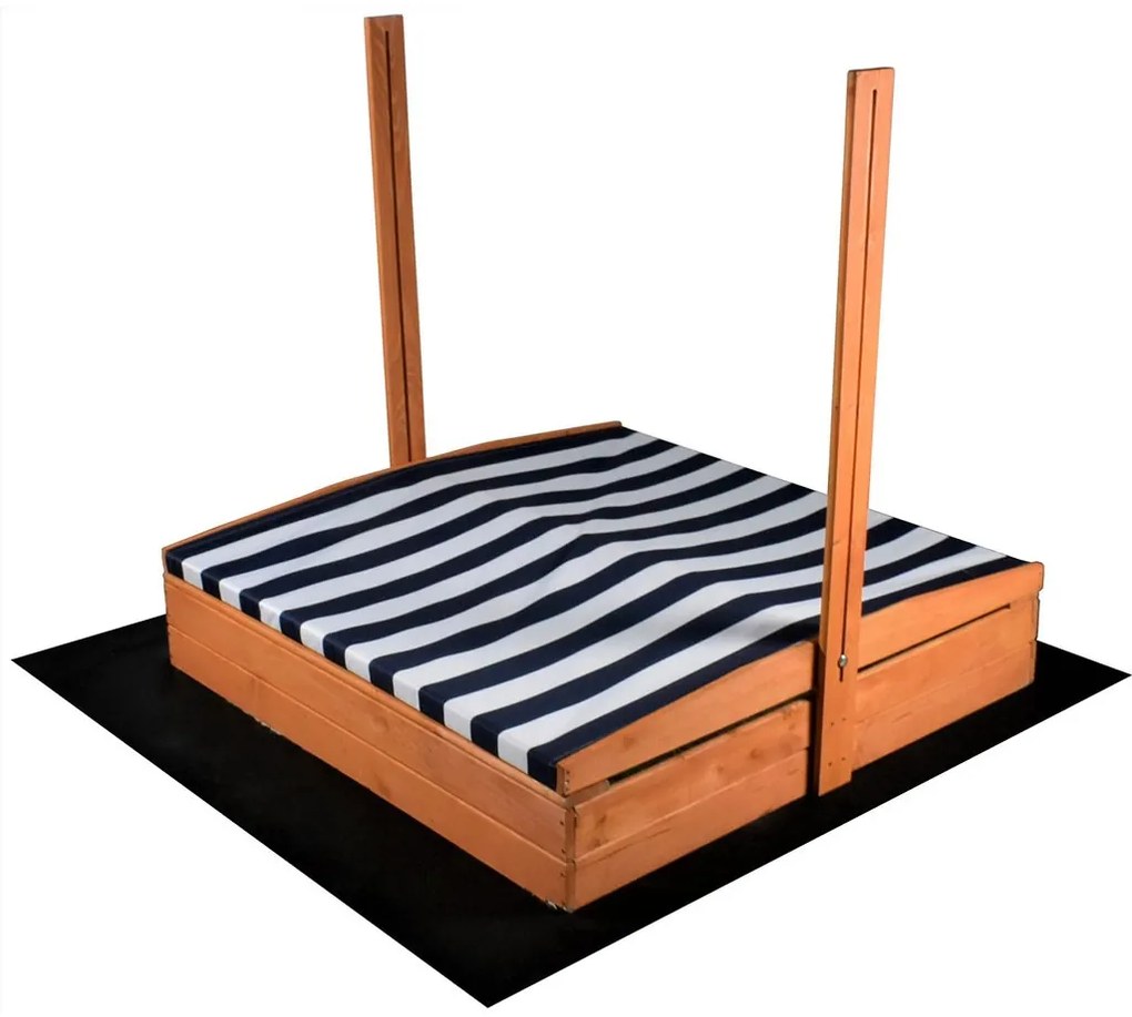 Detské drevené pieskovisko so strieškou Baby Mix 120x120 cm modro-biele