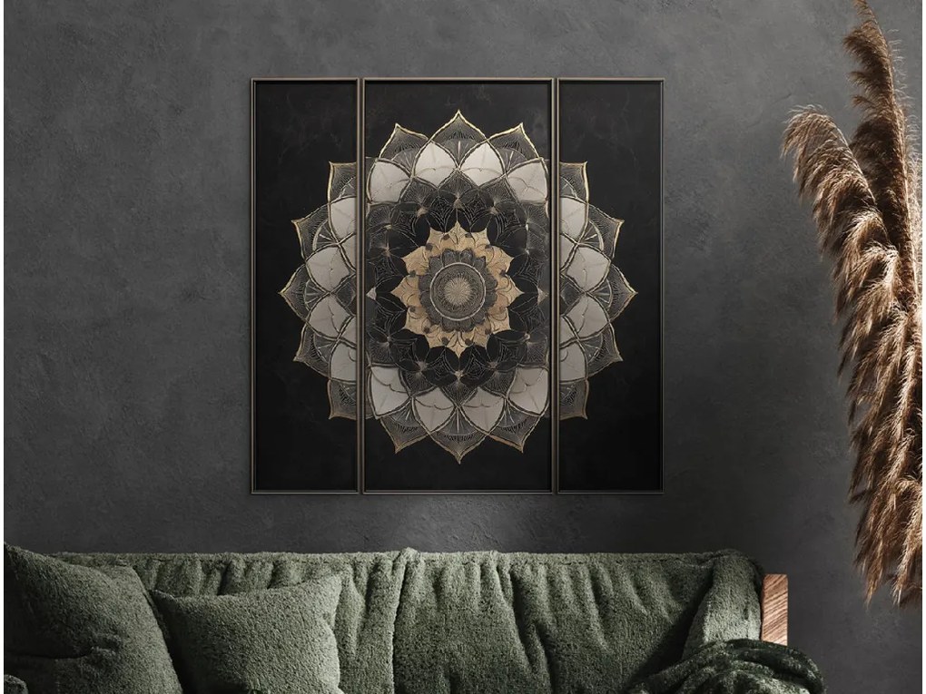 drevko | Trojdielna mandala Energia stredu 70 x 70 cm
