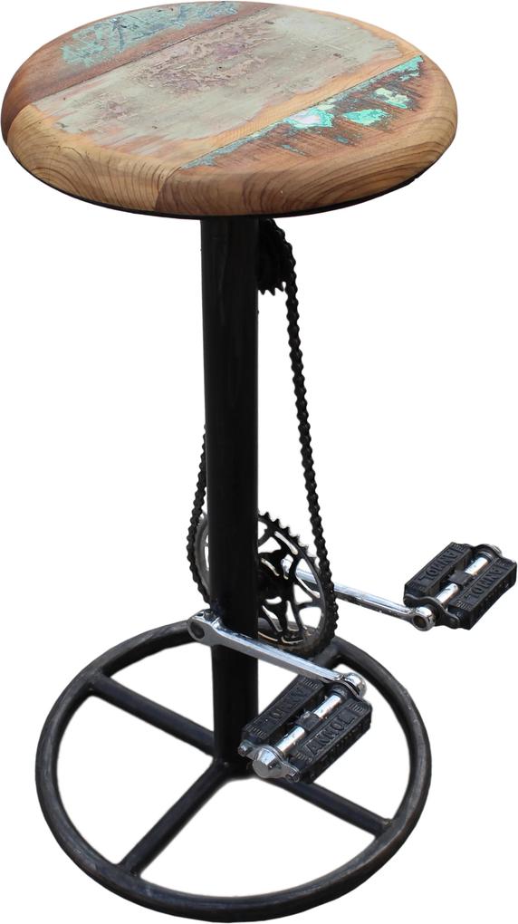 Bighome - Barová stolička BICYCLE - čierna, prírodná