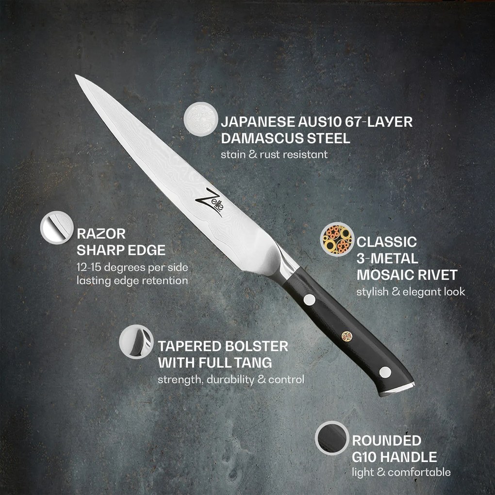 Alpha-Royal Japanese Series, 6" univerzálny nôž, damašková oceľ, 67 vrstiev