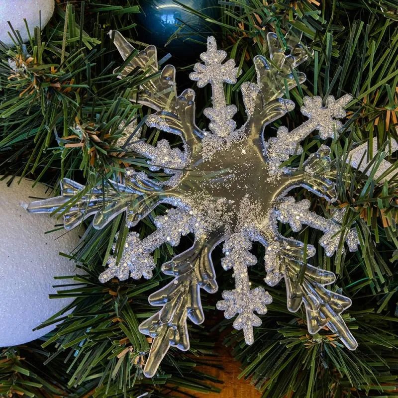 DECOLED Závesná akrylová dekorácia, snehová vločka 15 cm