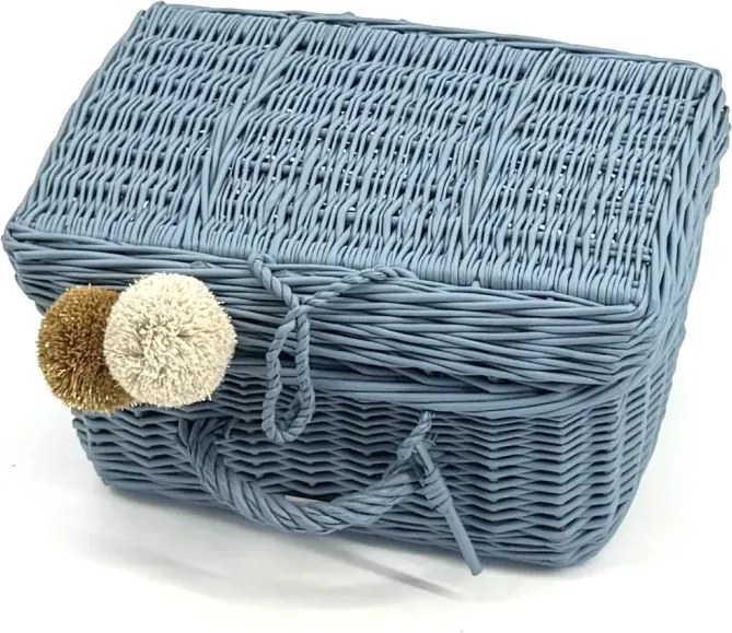 Prútený kufrík - modrá