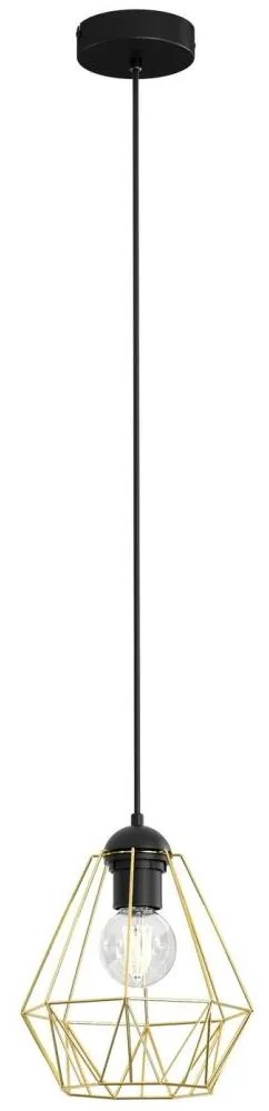 Luster na lanku BERGEN 1xE27/60W/230V čierna/zlatá