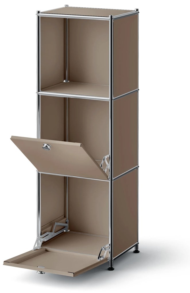 Kovová komoda »CN3 Slim Line« s 2 výklopnými priečinkami, hnedosivá