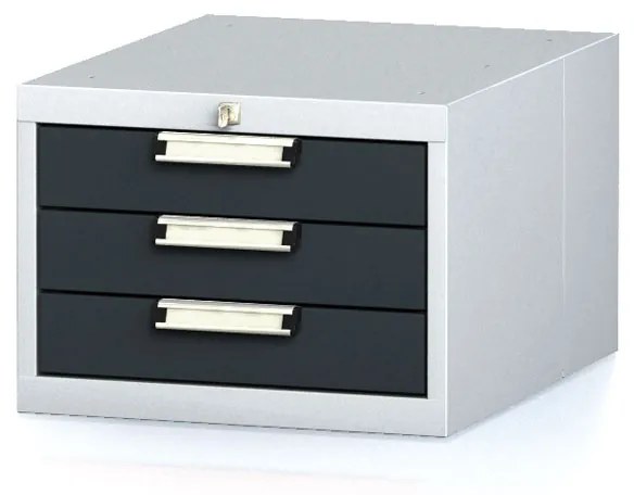 Závesný dielenský box na náradie k pracovným stolom MECHANIC, 3 zásuvky, 480 x 600 x 351 mm, antracitové dvere
