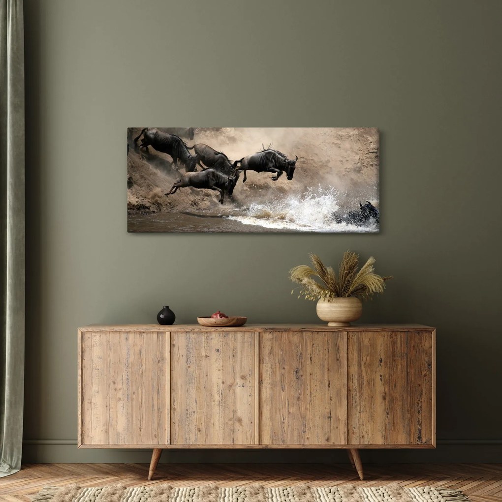 Obraz - Stádo pakoňov (120x50 cm)