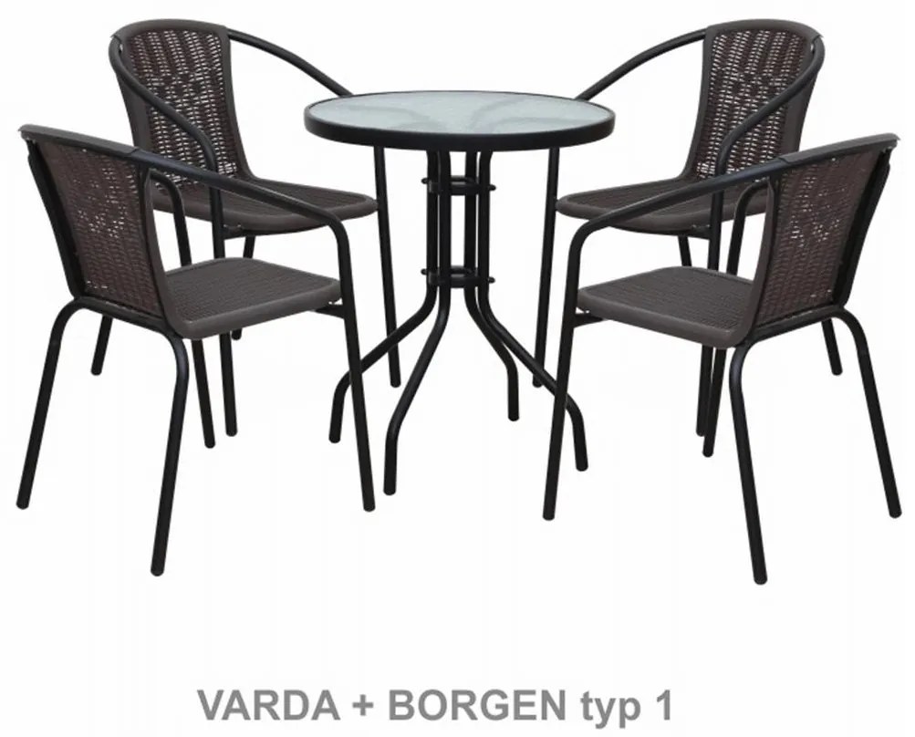 Jedálenský stôl, čierna oceľ/tvrdené sklo, BORGEN TYP 2
