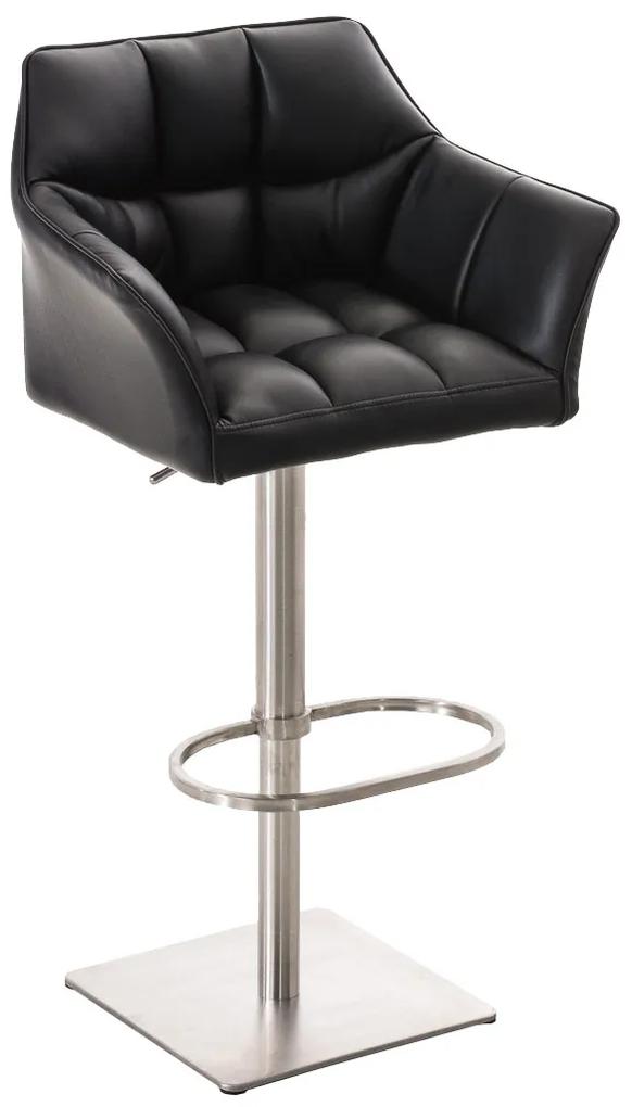 Barová stolička Damas E1 ~ koženka, nerezový rám - Čierna