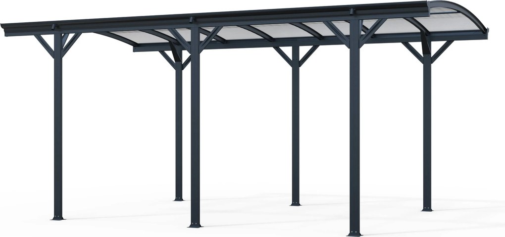 Prístrešok na auto BestBerg BBCP-CP7 / 15,2 m² / 505 × 300 × 219 cm / antracit/sivá