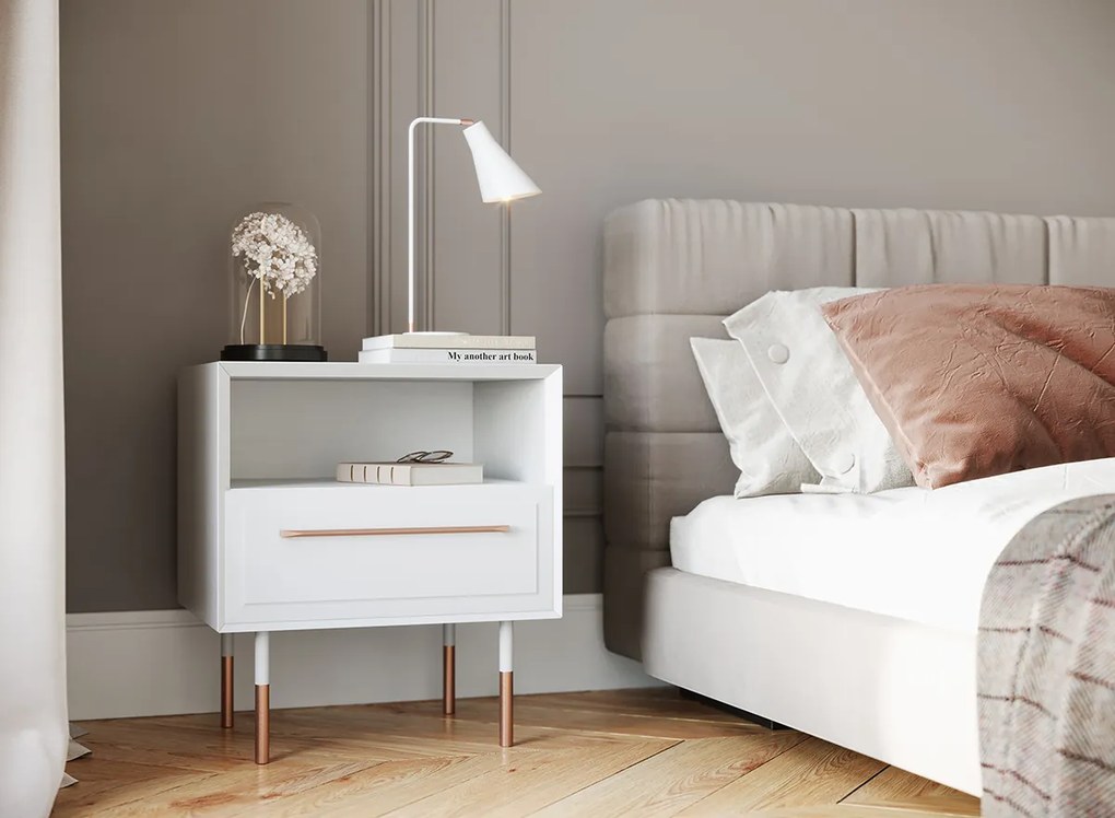 PROXIMA.store - Luxusný nočný stolík glamour - ROSA BIANCA FARBA: biela