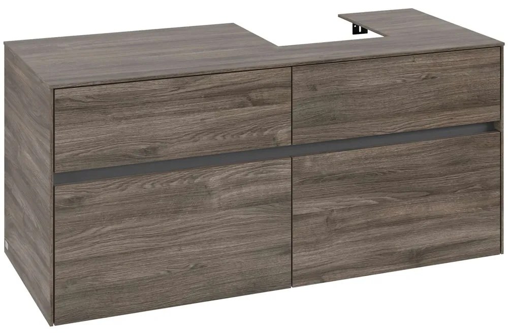 VILLEROY &amp; BOCH Collaro závesná skrinka pod umývadlo na dosku (umývadlo vpravo), 4 zásuvky, 1200 x 500 x 548 mm, Stone Oak, C09900RK