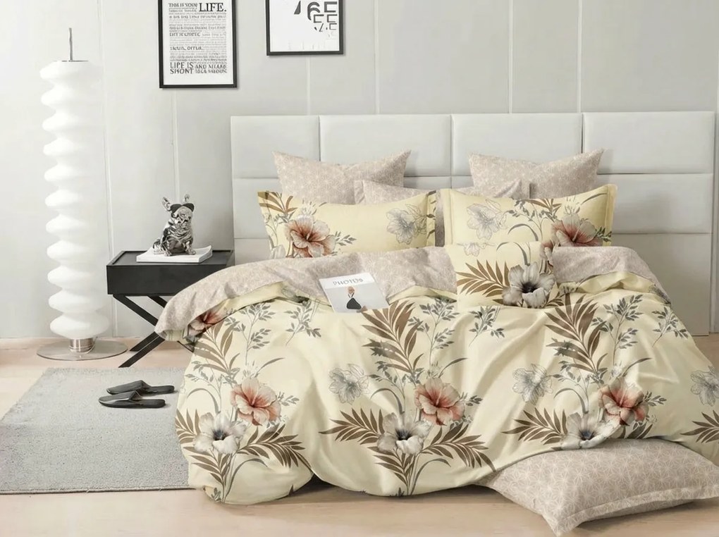 Obojstranné obliečky DUO SENSE SANDORA krémové + obliečka na vankúšik 40x50 cm ZDARMA Rozmer obliečky: 70 x 90 cm | 140 x 200 cm