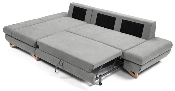 Rozkladacia rohová čalúnená sedacia súprava AVESTA do tvaru L, ľavé prevedenie, sivá, s úložným priestorom