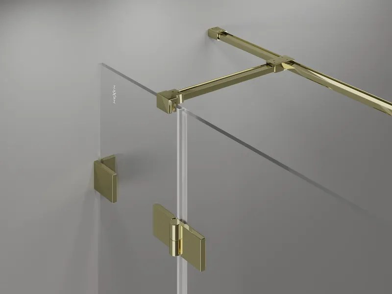Mexen Lunar T, sklápací sprchový kút ľavý 115 x 80 cm, 8mm číre sklo, zlatý profil, 834T-115-080-50-00-L