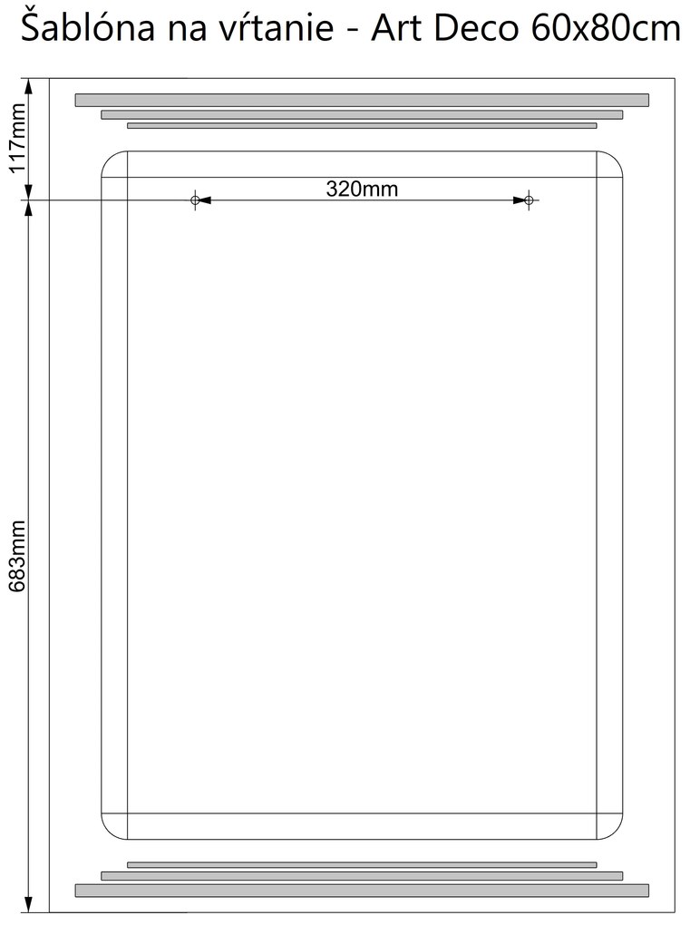 LED zrkadlo Art Deco Horizontal 60x80cm studená biela