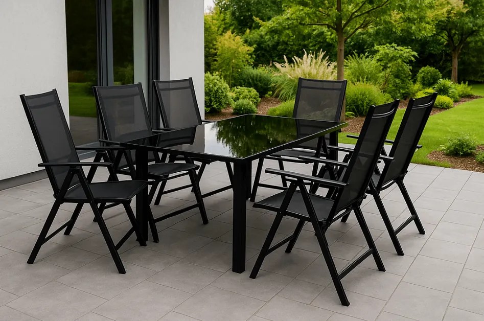 ZÁHRADNÉ KOMBO bioklimatická pergola s lamelami BestBerg BBP-12G + záhradný jedálenský set 6+1 BestBerg BBGF-53B
