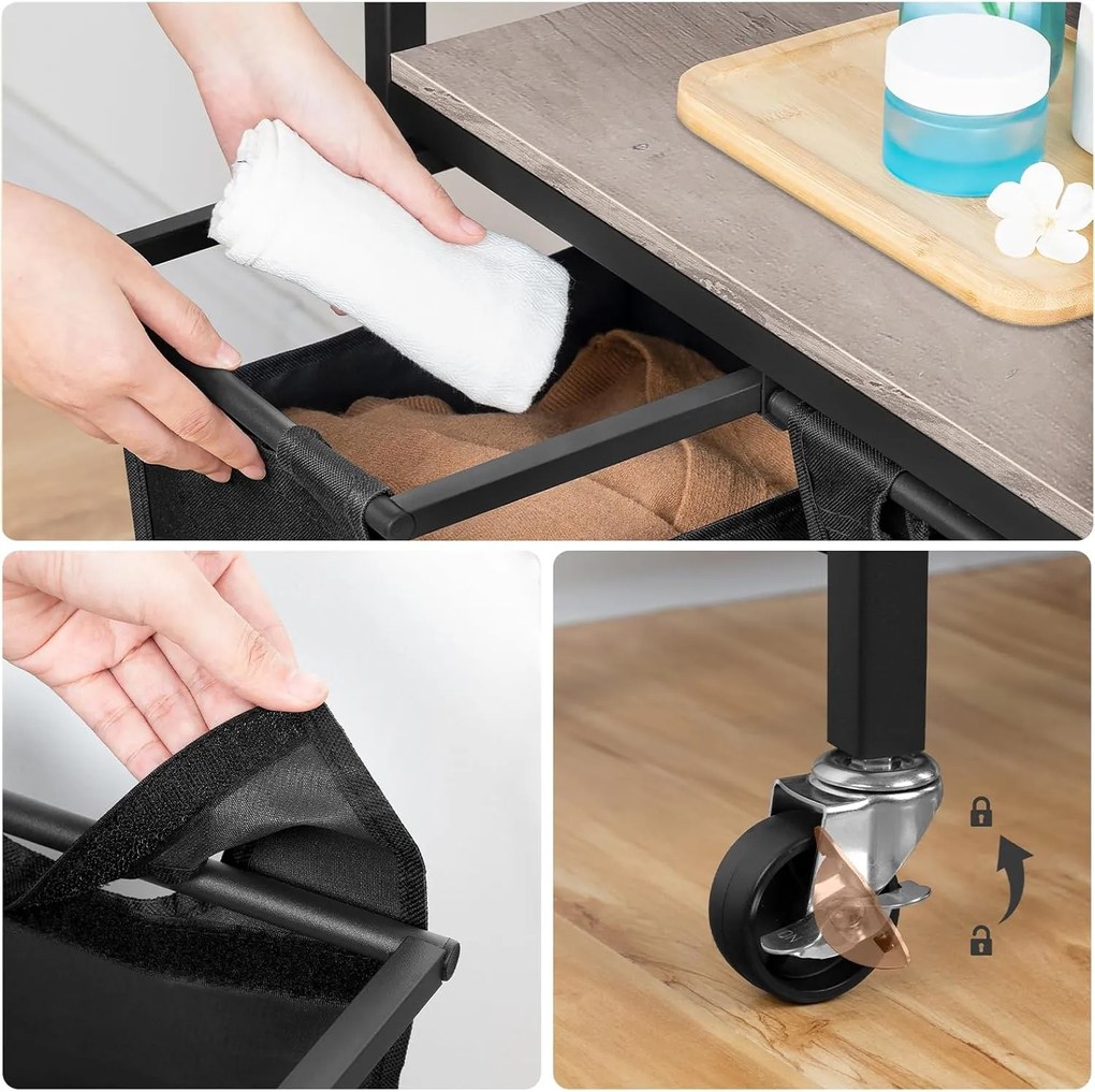 Koš na prádlo Vasagle Pietro 119 l šedý/černý