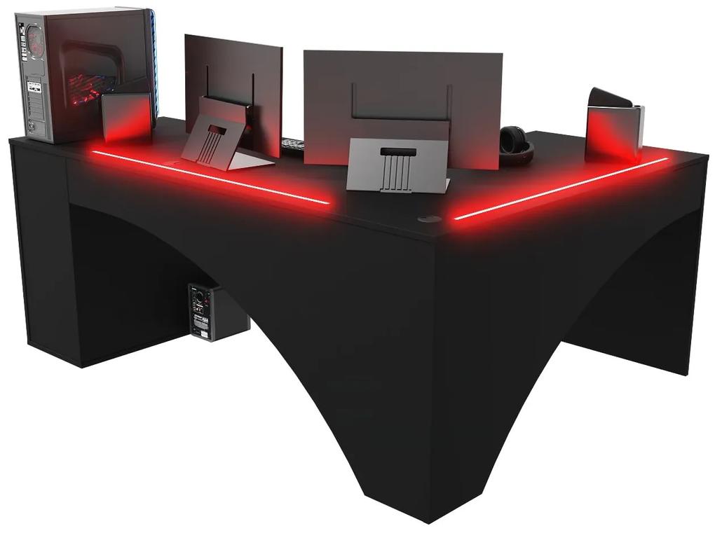 Rohový pc stôl Carbon (čierna) (L) (s RGB osvetlením). Vlastná spoľahlivá doprava až k Vám domov. 1054965