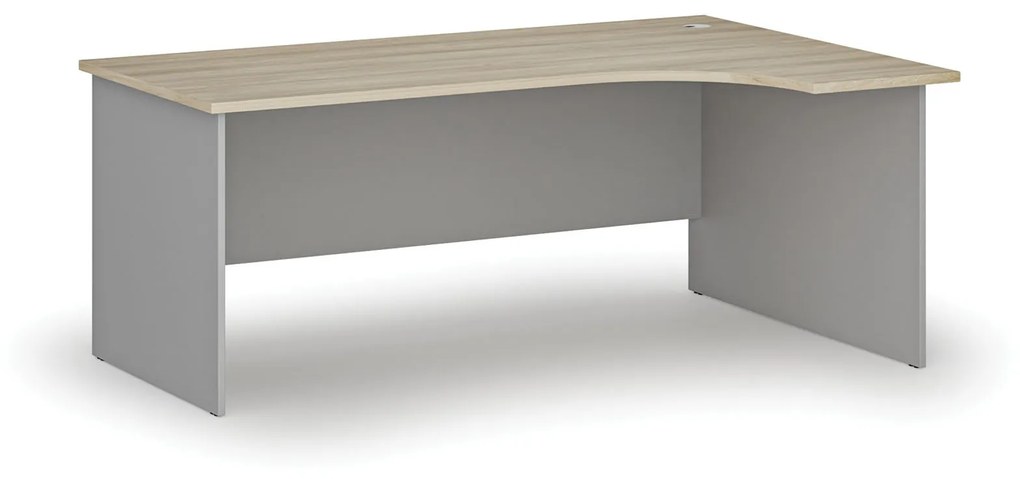 Kancelársky rohový pracovný stôl PRIMO GRAY, 1800 x 1200 mm, pravý, sivá/dub prírodný
