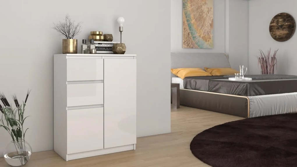 TP Living Komoda 2D2S biela - lesklá