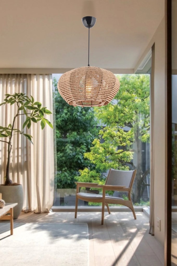 Závesné svietidlo jutové krémové