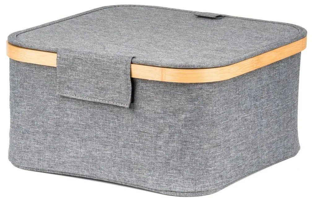 Úložný box G21 30 x 30 x 15 cm, bambusový s vekom, sivý