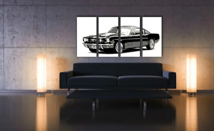 Ručne maľovaný POP Art obraz Ford Mustang 4 dielny  fm