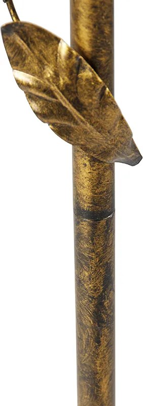 Stojacia lampa zlatá s čiernym tienidlom a zlatým interiérom 50cm - Linden