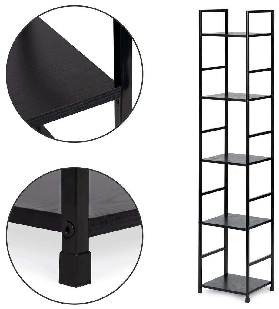 ModernHome Moderný drevený regál, kovový rám LOFT, 5 políc