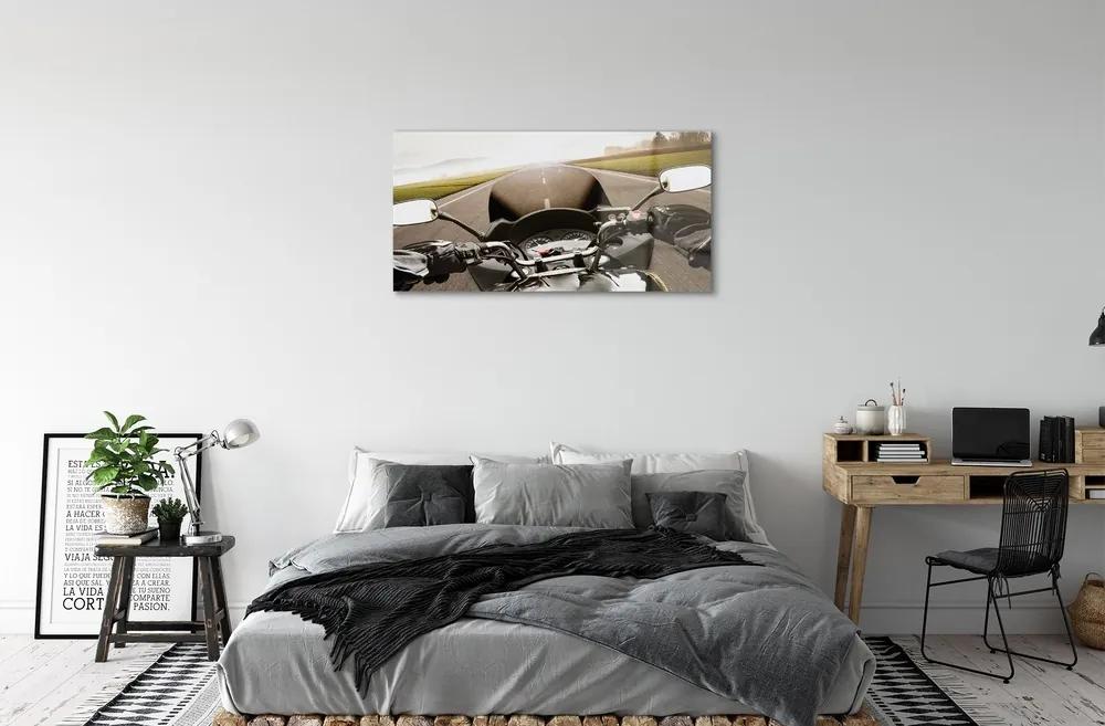 Obraz na skle Motocykla cestného oblohy top 125x50 cm