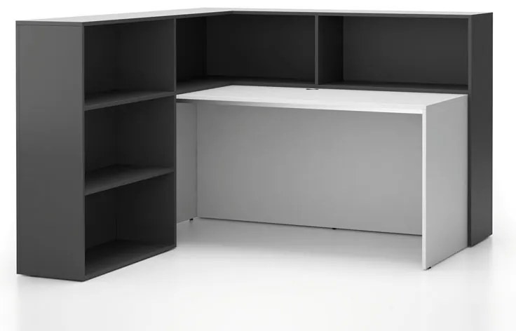 Rohová kancelárska zostava SEGMENT, ľavá, biela/grafit