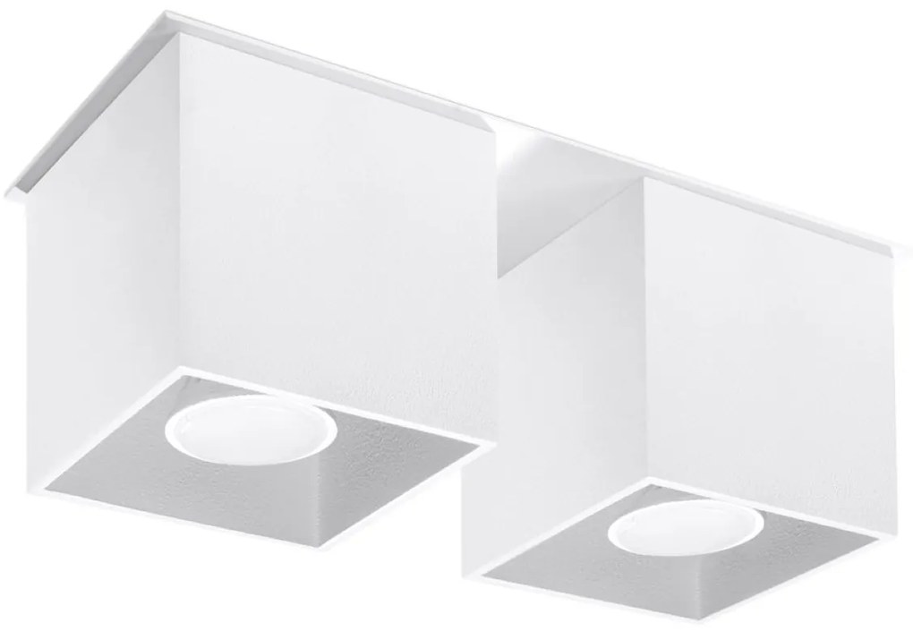 Stropné svietidlo Quad, 2x biele kovové tienidlo
