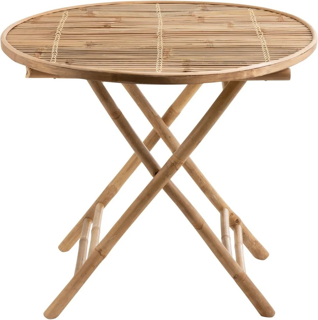 Prírodný bambusový kulatý skládací odkladací stolík Bamboo Pliable - Ø 90*76cm